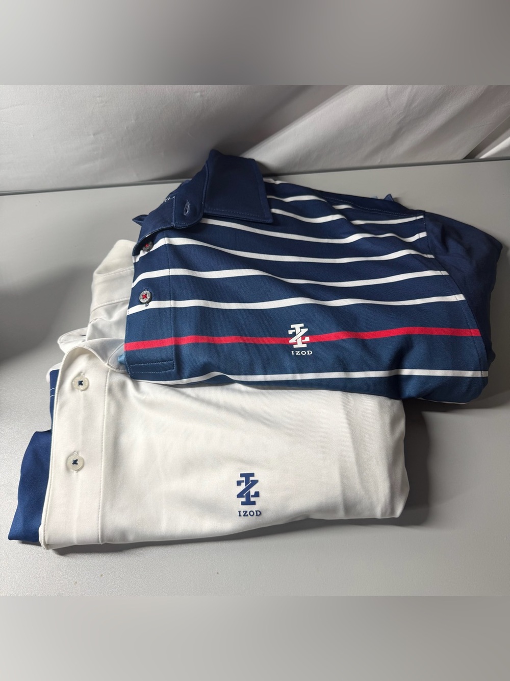 IZOD Golf Mens Polo Shirt 3X Blue Striped Performance Stretch Golf Casual 2 Lot